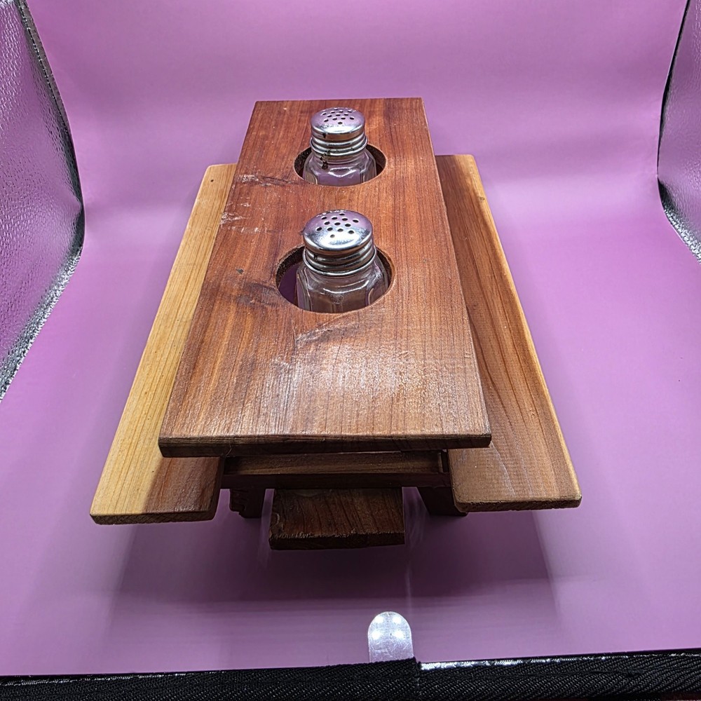 Cedar Salt & Pepper Shaker Picnic Table Holder.