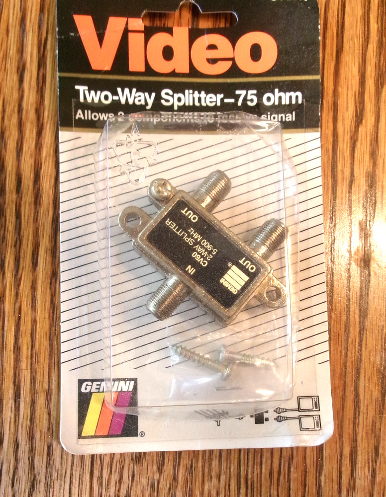Gemini Video Two-way Splitter 75 Ohm CV60K New in Pkg.