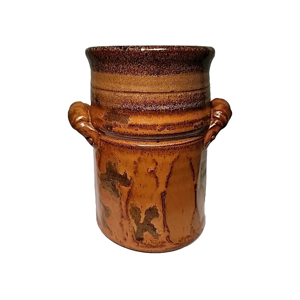 Signed Pottery Brown Glaze Vase 5.5"