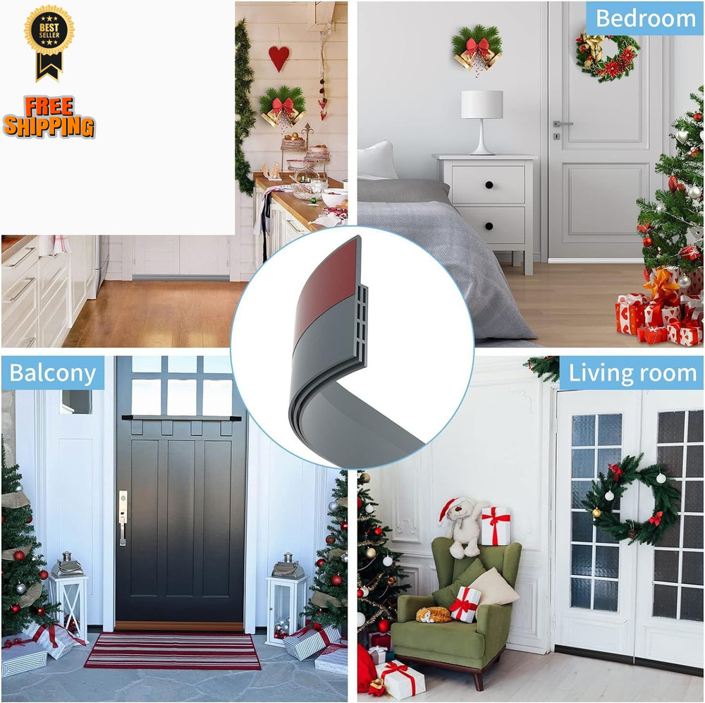 Hojoy 2 Pack Under Door Draft Stopper, Adjustable Sweep 2 Pack, Gray