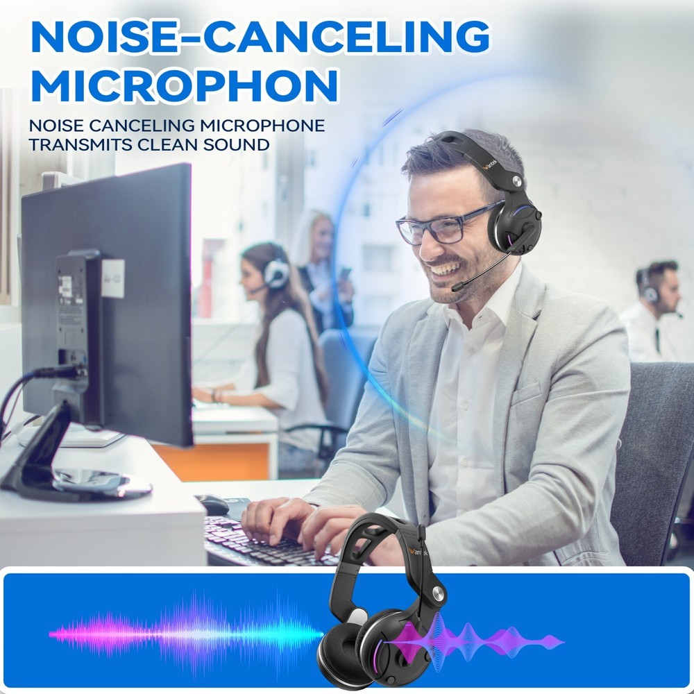Bluetooth Headset with Microphone Foldable Noise Cancelling Wireless Headphone