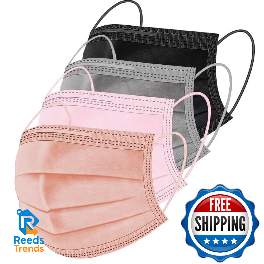 500 pcs Disposable Face Masks Breathable 3-Layer Nose Clip Elastic Earloop Multi