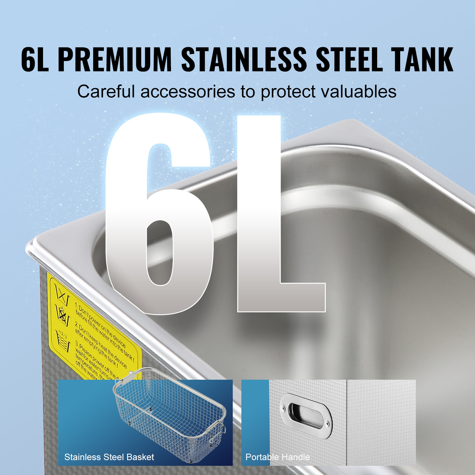 VEVOR 6L Ultrasonic Cleaner with Timer Heating Machine Digital Sonic Cleaner