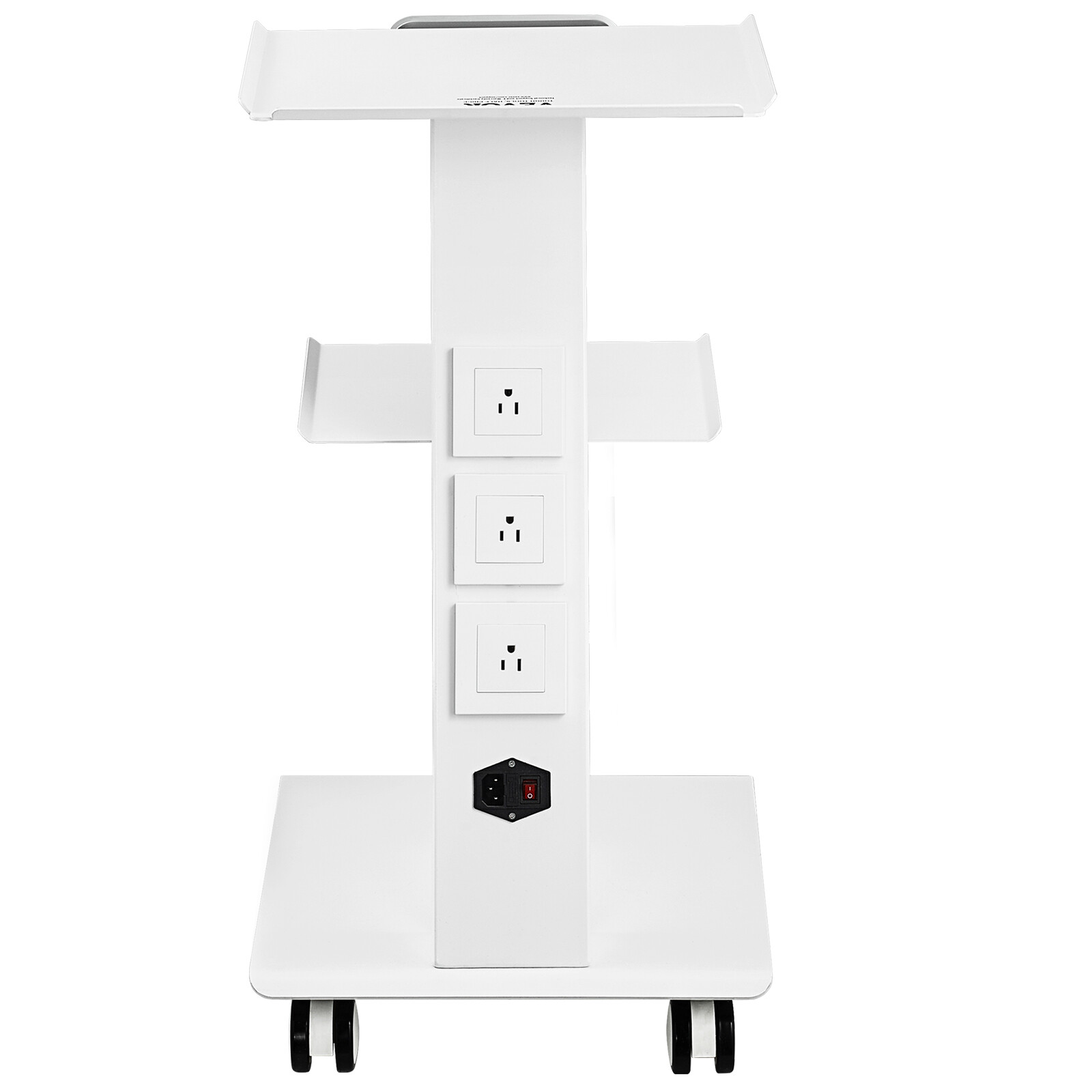 VEVOR Trolley Cart Dental Lab Mobile Rolling Serving Cart 3 Layers with Socket