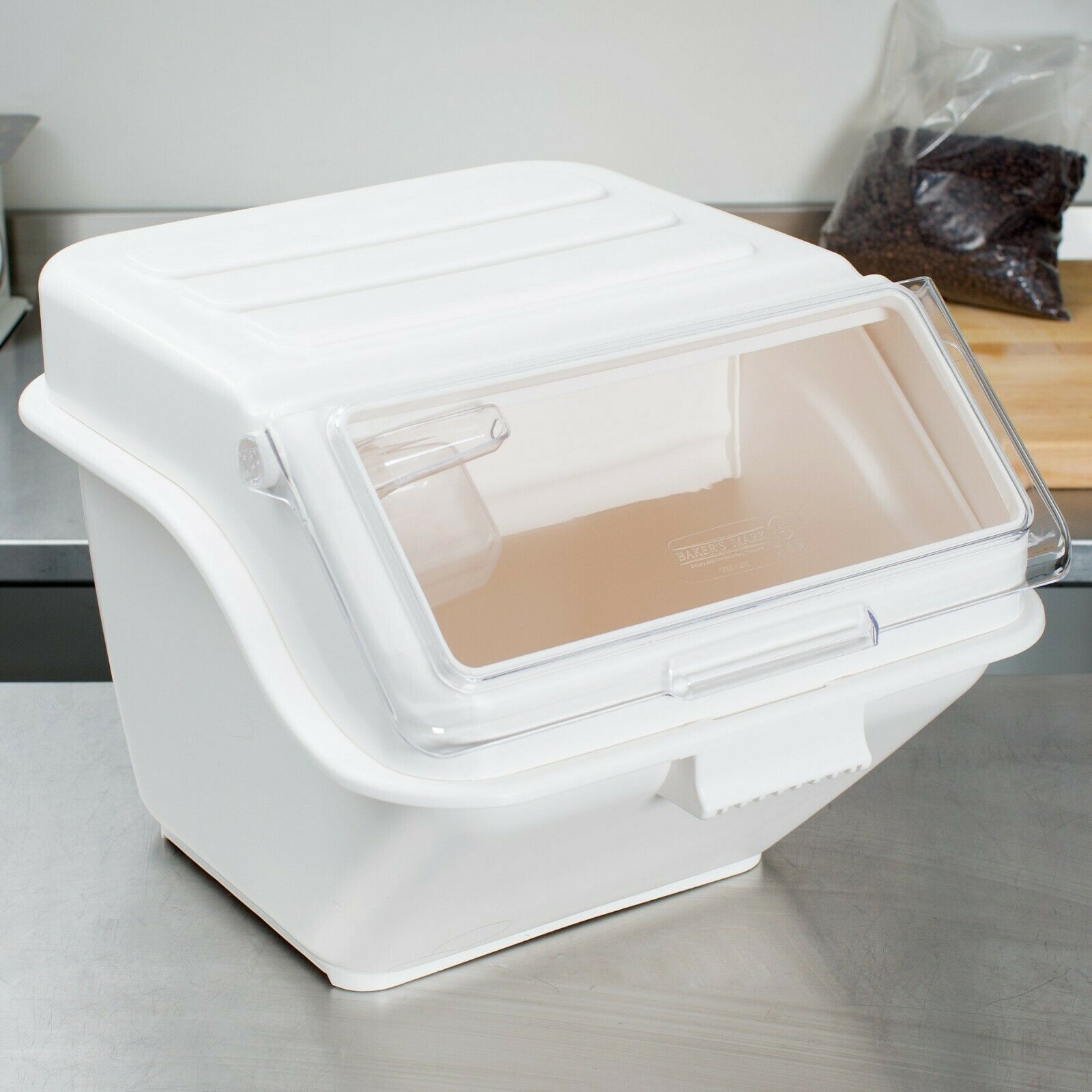 12.6 Gallon 200 Cup Shelf Ingredient Bin w/ 2 1/2 Cup Measuring Flip Lid Scoop