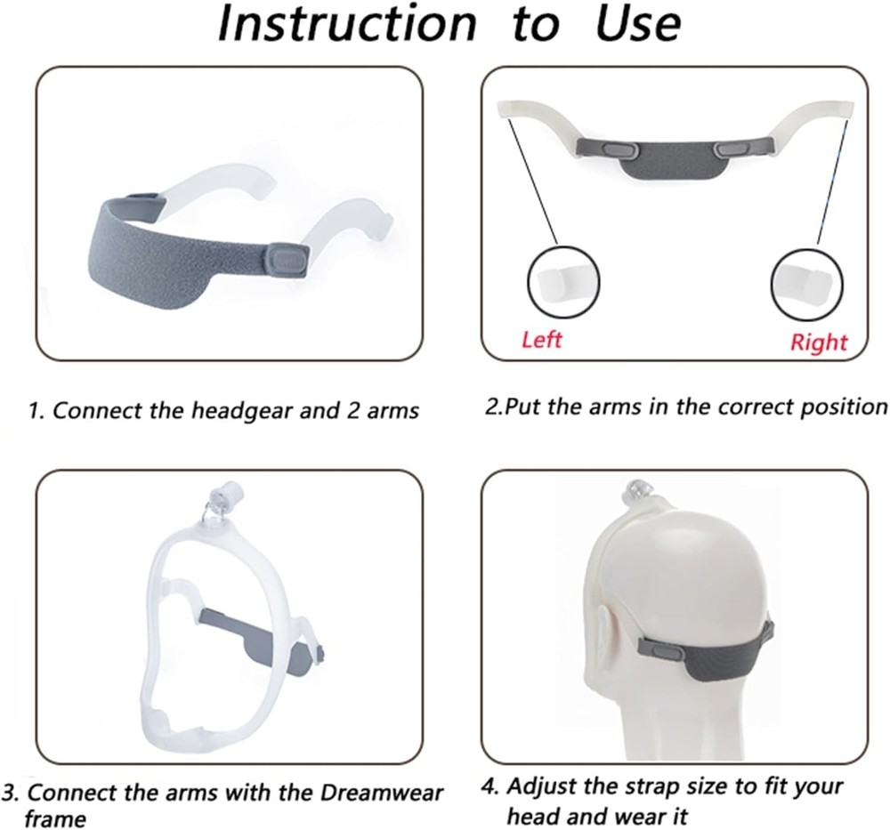2 Pack Replacement Headgear Straps for Dreamwear - Adjustable & Comfortable Fit