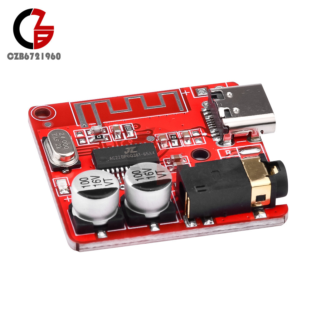 6pcs 3.7-5V Mini Bluetooth5.1 Audio Receiver MP3 Decoder Amplifier Module Type-c