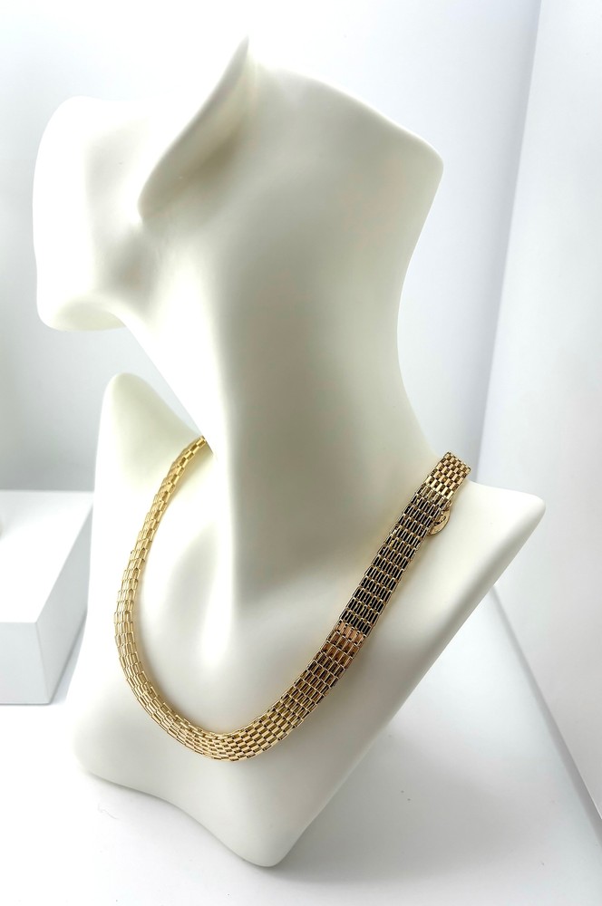 Gold Mesh Link Chain Necklace