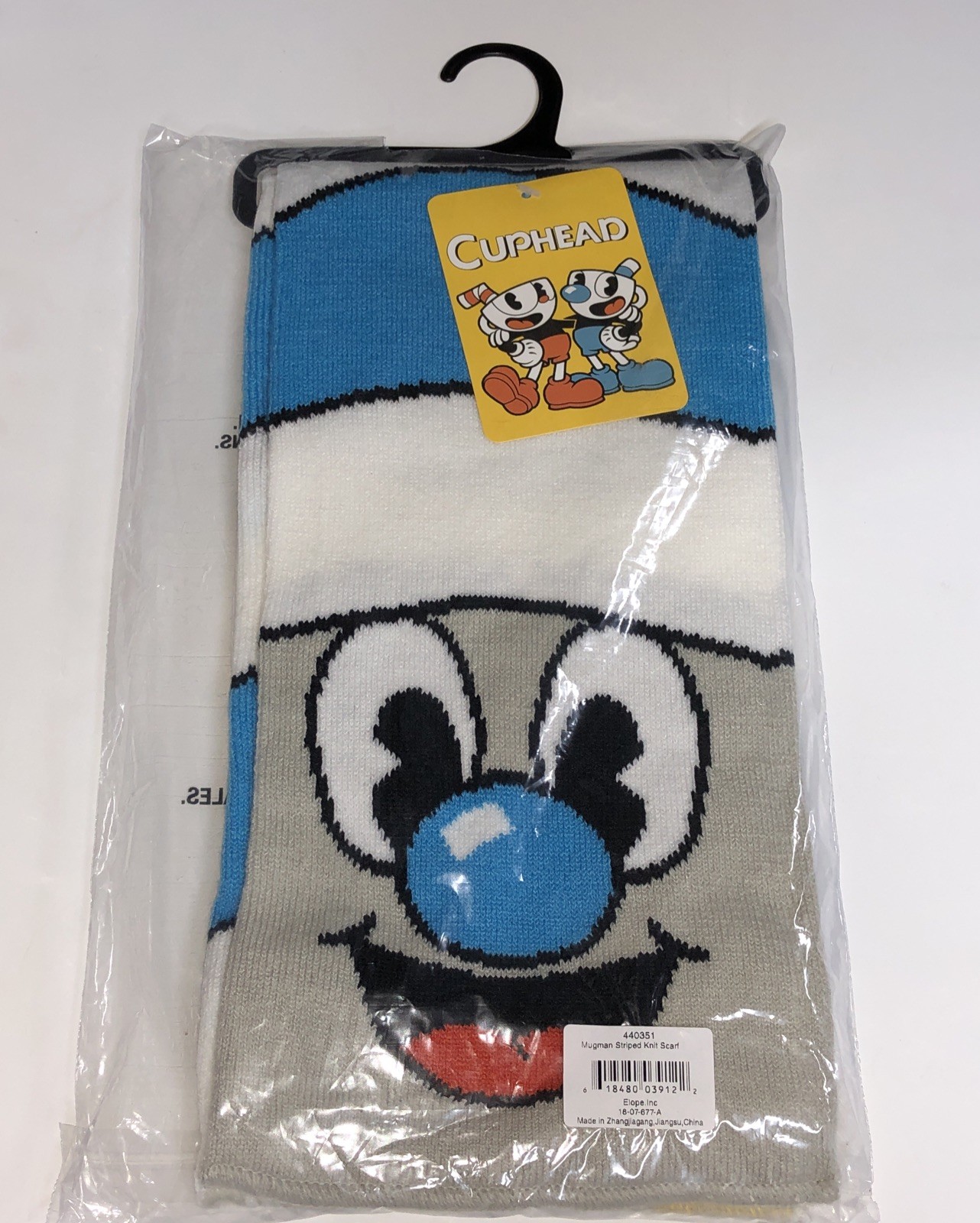 Cuphead Mugman Straw Knit Scarf NWT