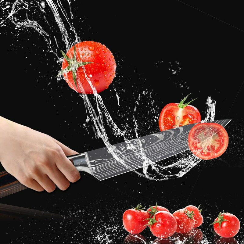 Kitchen Knife Set Japanese Damascus Pattern Chef Knives Stainless Steel Cleaver