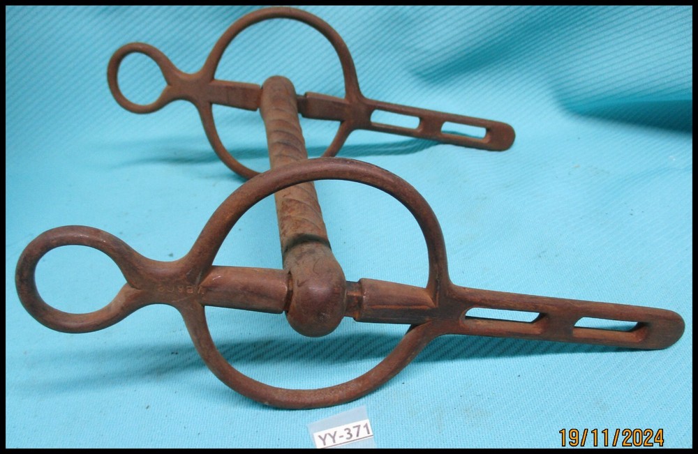 Great OLD MAKER MARKED Iron Draft Horse Bit with Loose Cheeks