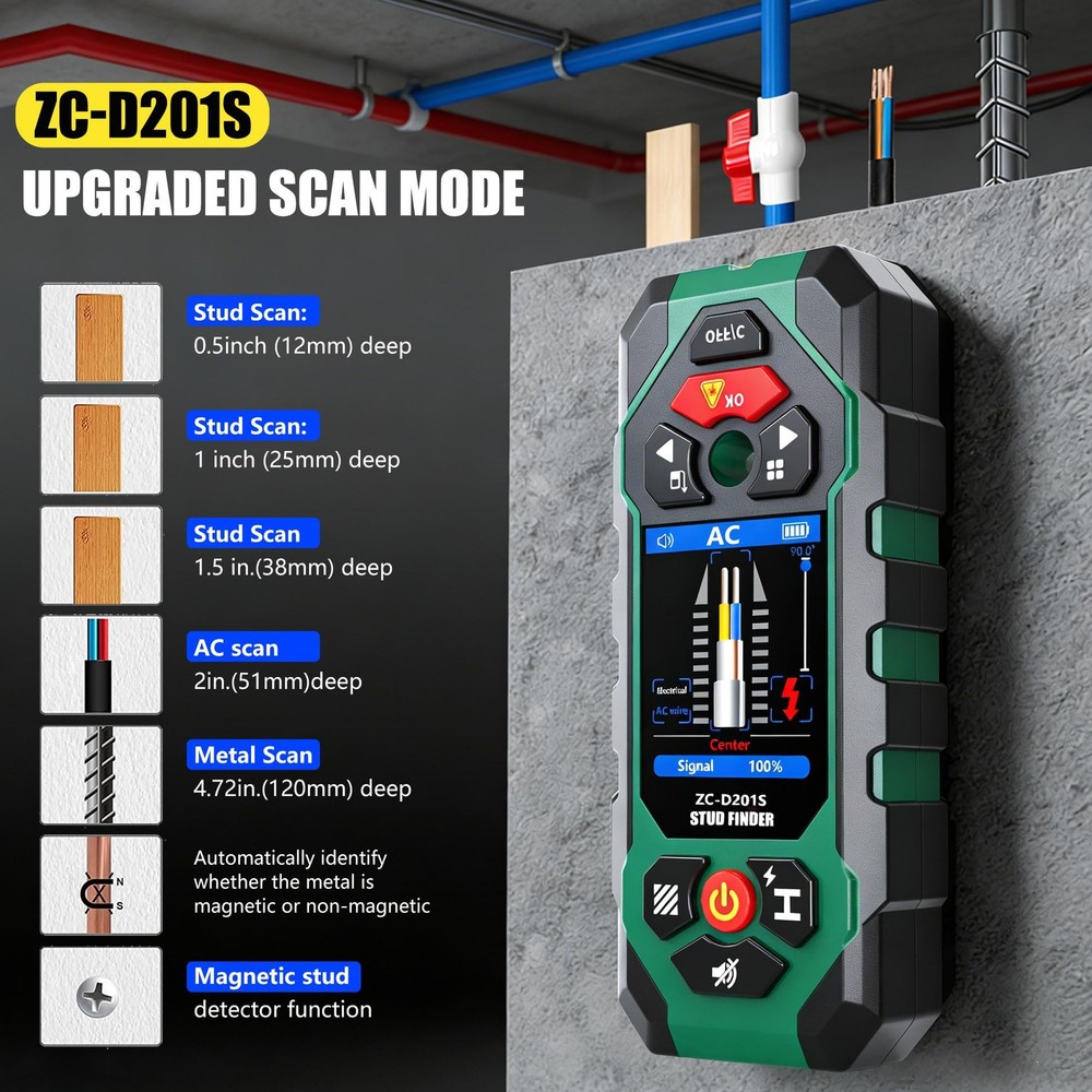 Stud Finder Wall Scanner 10 in1 Multi-Function Wall Detector Precisely Locate...