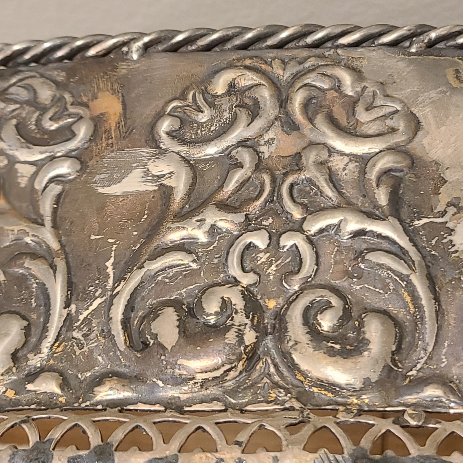 Castilian Imports Vintage Solid Brass Decorated Table Tray 27"X 16” X 6” Heavy