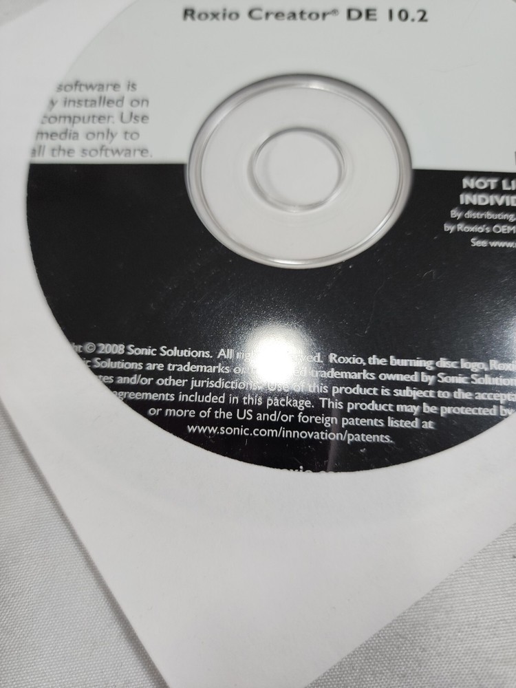 Roxio Creator DE 10.2 Installation Software CD (2008) Sonic Solutions