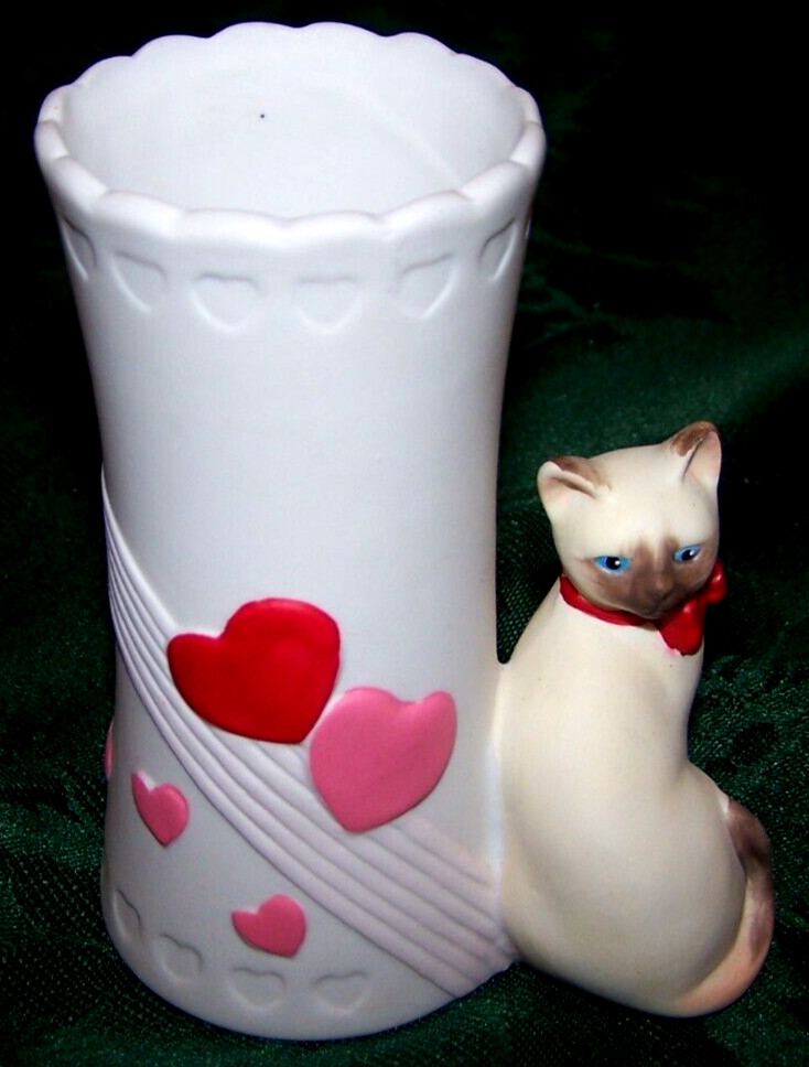 Russ Small Hearts & Cat Vase