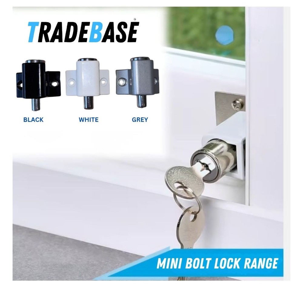 TradeBase Mini Push Lock Window | Door | Silver Grey |Bulk 10 Pack