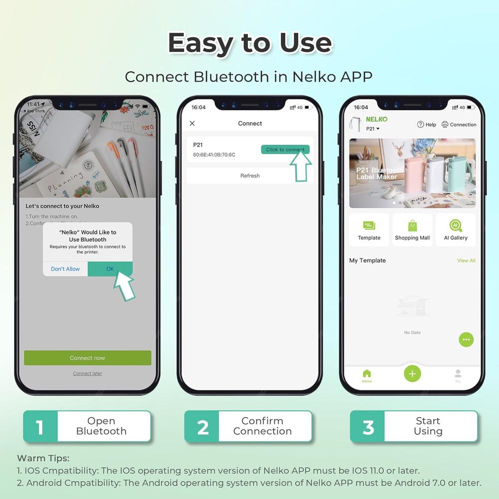 Label Maker Machine with Tape, P21 Bluetooth, Wireless with Multiple Templates