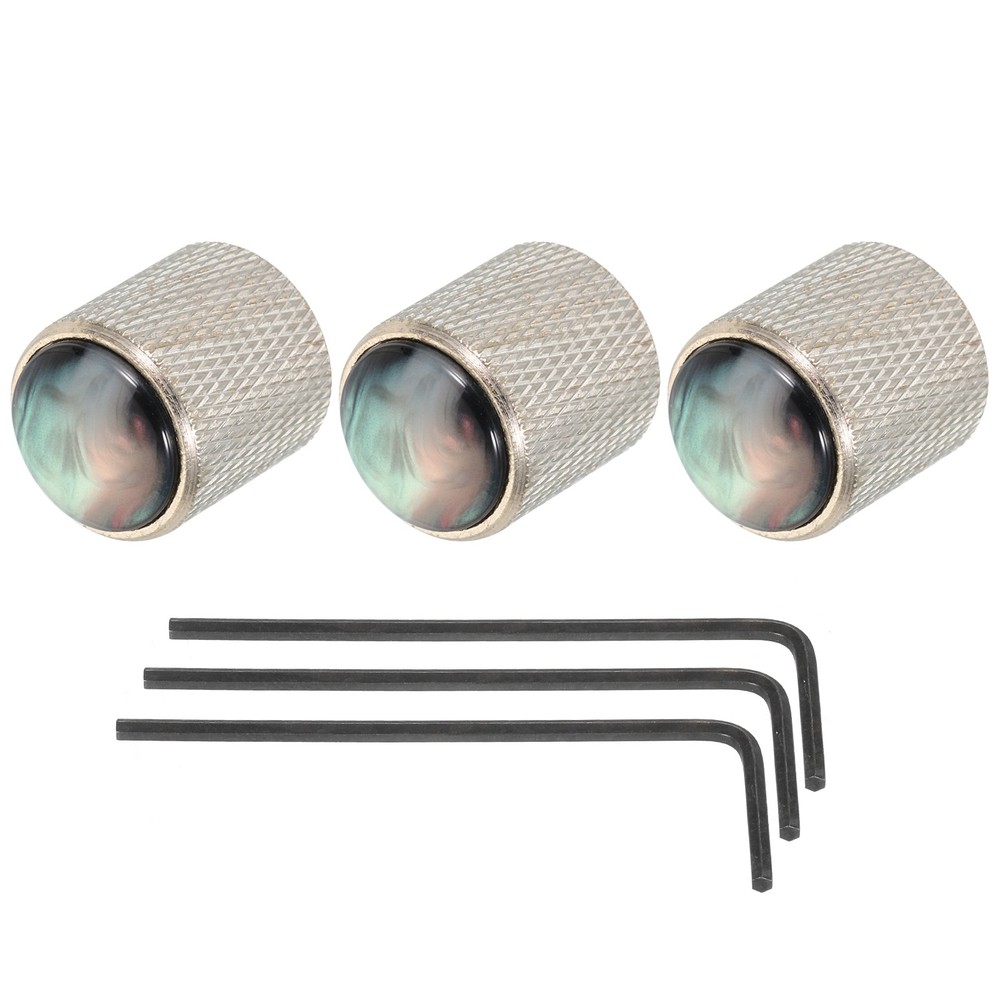 3Pcs 6mm Silver Metal Dome Knobs Black Shell Top