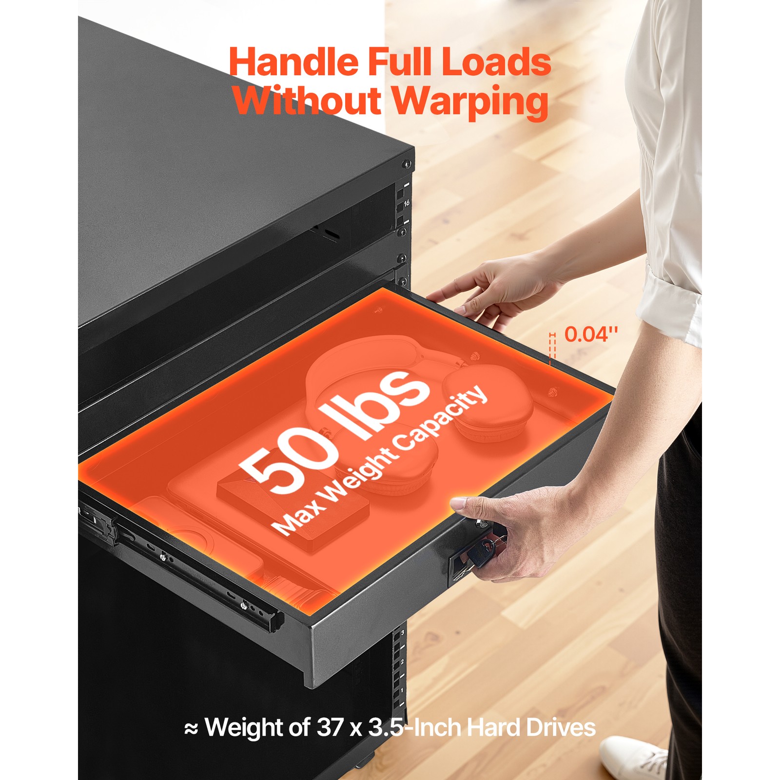 Uimoso 2U Rack Mount Drawer, Lockable, 50 lbs Capacity for 19-Inch Server Rack