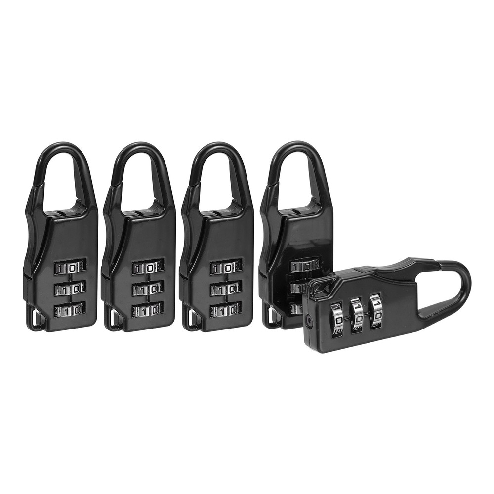 5Pcs Resettable 3 Digit Combination Lock Code Padlock, Black (55 x 21mm)
