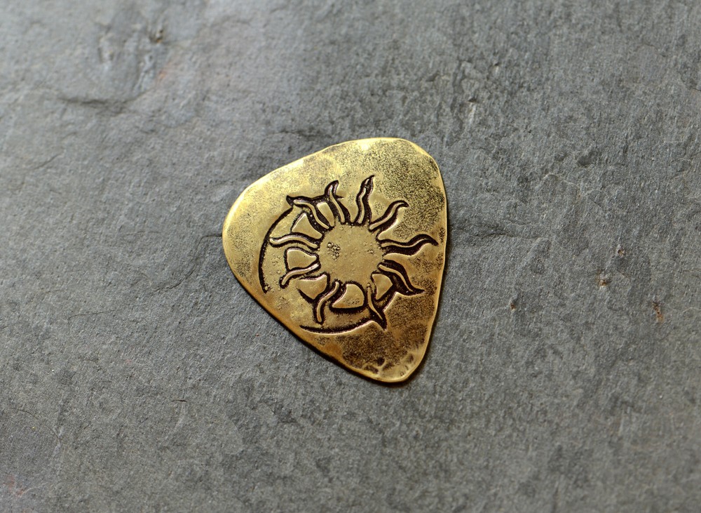 Sun and Moon playable brass guitar pick