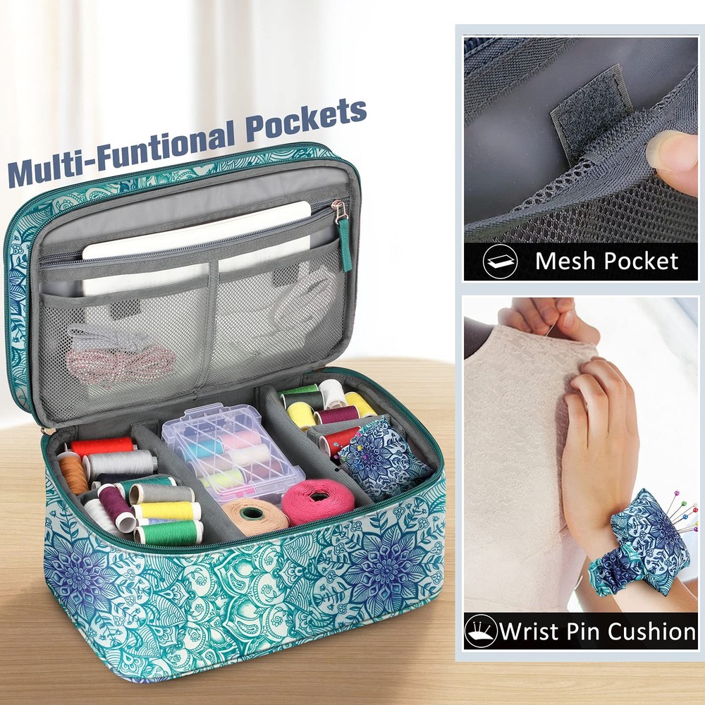 FINPAC Sewing Accessories Storage and Organizer Case, Double-Layer Sewing Kit...