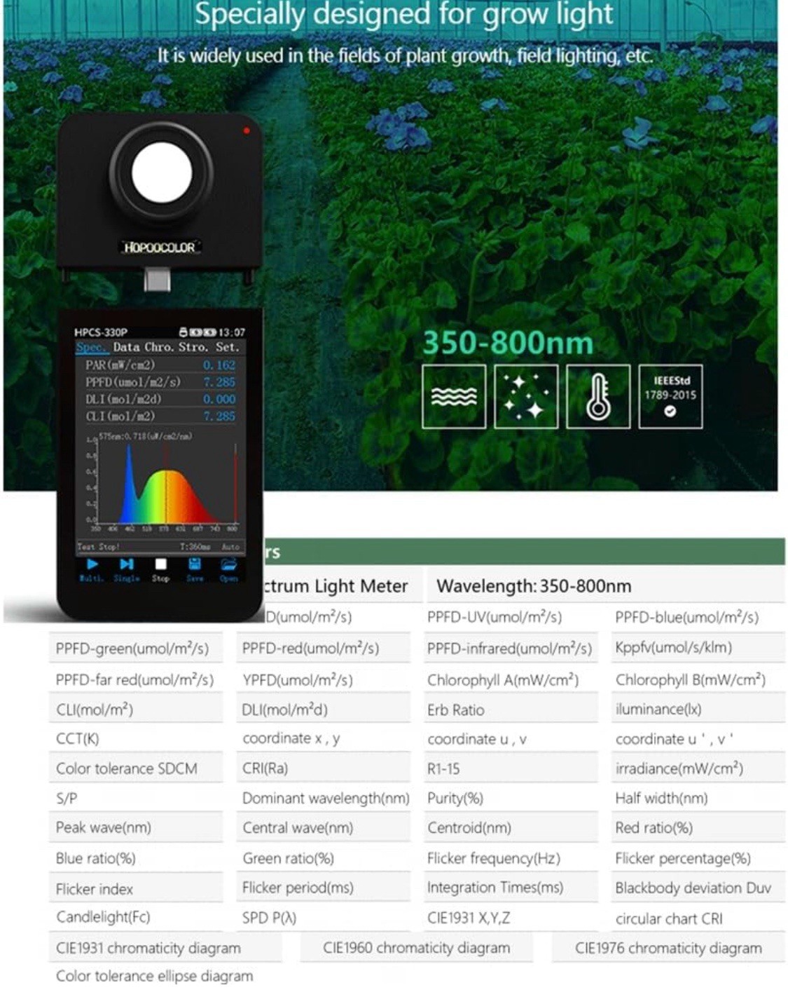 Hopoocolor Model HPCS-330P Wave 350-800nm