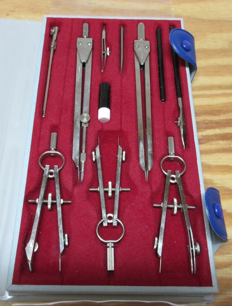 Vintage Tacro 2130 Engineering Drafting Compass Set w/Case Made in Germany