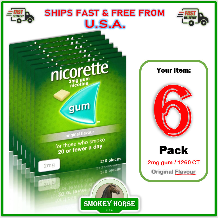 6X Nicorette ORIGINAL Flavour Gum 2MG 210 Pieces "USA SELLER--SHIPS SUPER FAST "