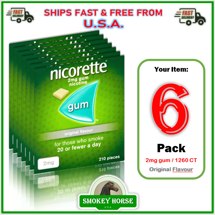 6X Nicorette ORIGINAL Flavour Gum 2MG 210 Pieces "USA SELLER--SHIPS SUPER FAST "