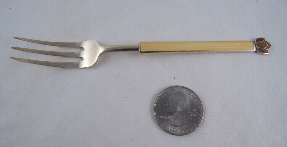 DAVID ANDERSEN STERLING SILVER AND TWO TONE ENAMEL FORK