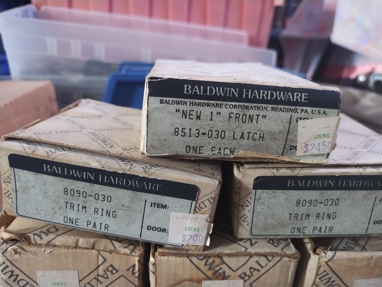 Lot Of Vintage New Old Stock BALDWIN Door HARDWARE Handles Ring Escutcheons