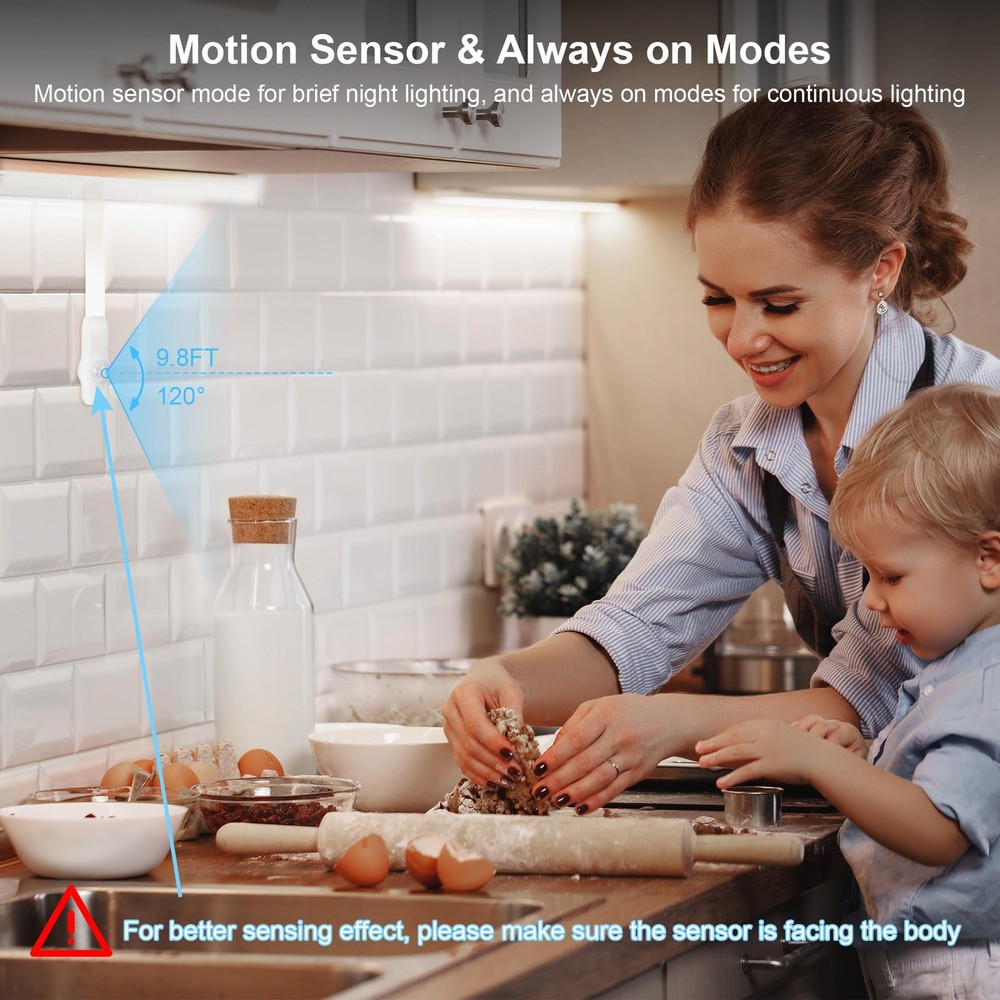 Under Cabinet Lights Kit 10 PCS Motion Sensor LED Strip Remote Dimmable Timer