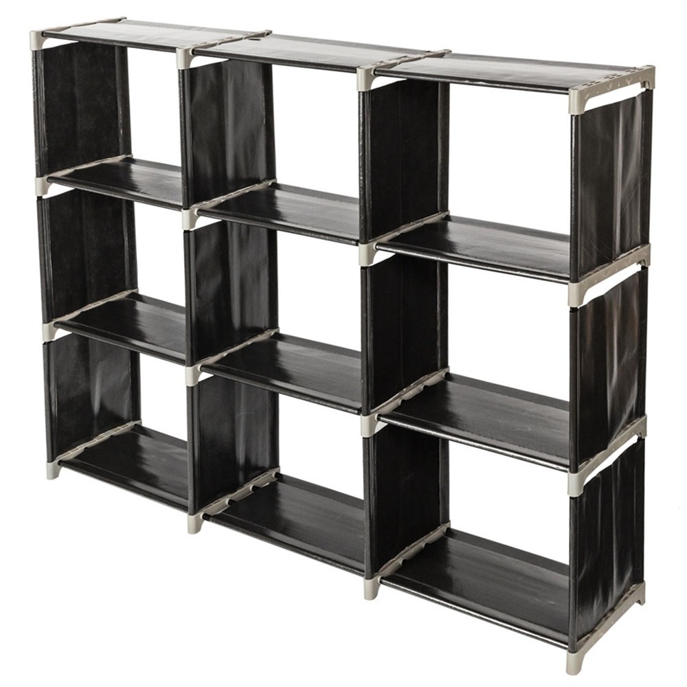 3 Tiers 9 Compartments Storage Shelf Cube Multifunctional Assembled Black NEW