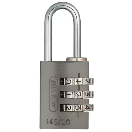 Abus 145/20 Black Combination Padlock, Side, Black/Silver