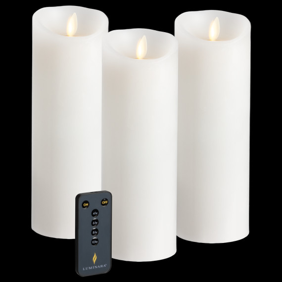 Luminara 3-Piece Flameless 8.5" Pillar Candle Set with Remote