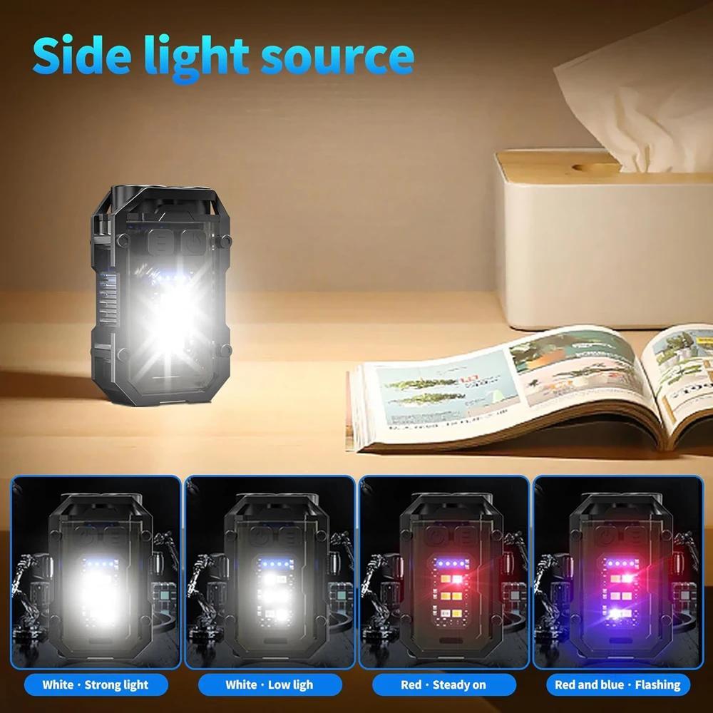 2PCS Rechargeable Mini EDC Keychain Flashlight Compact Pocket COB Light Night US