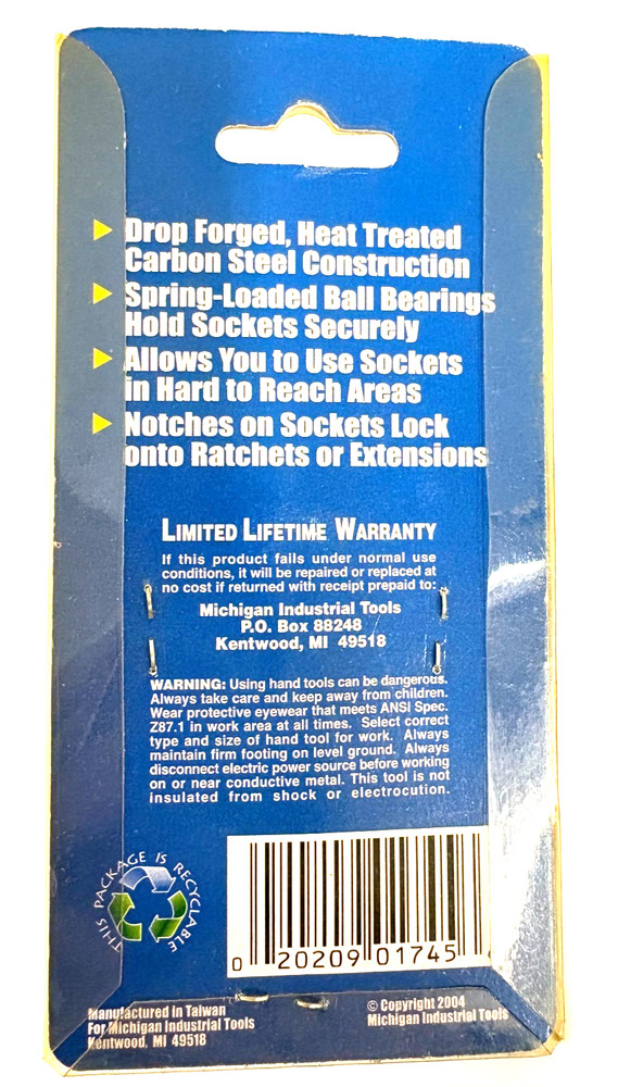 1/2" DRIVE UNIVERSAL JOINT CHROME SOCKET MIT #1745