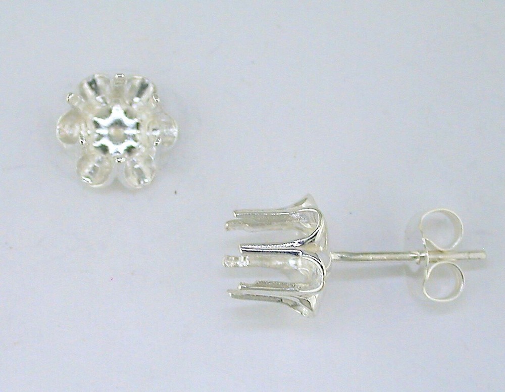 Round Buttercup Earring Setting Sterling Silver