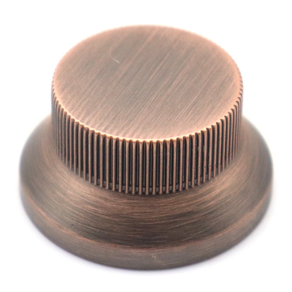 4Pcs Metal Hat Top Flat Top Bass Guitar Knobs Push-in Control Knobs Red Copper