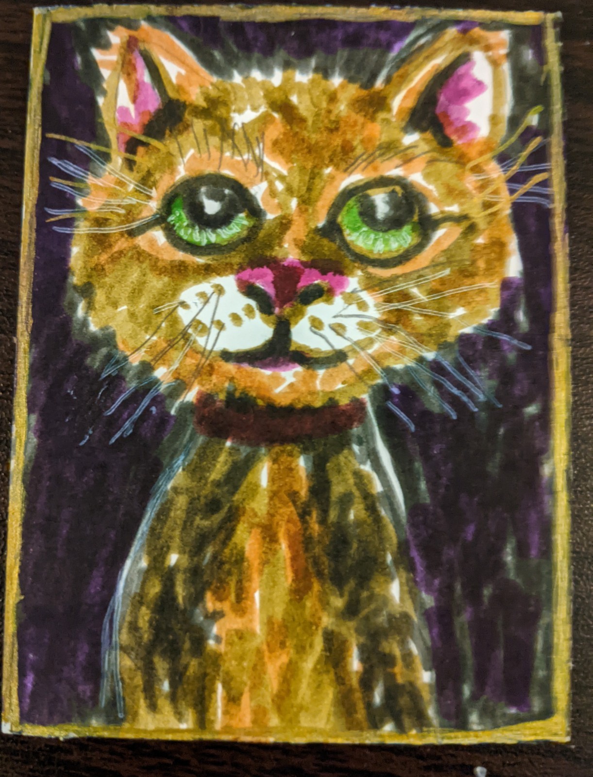 Cute Kitty Aceo Original Painting Watercolor Painting Signed