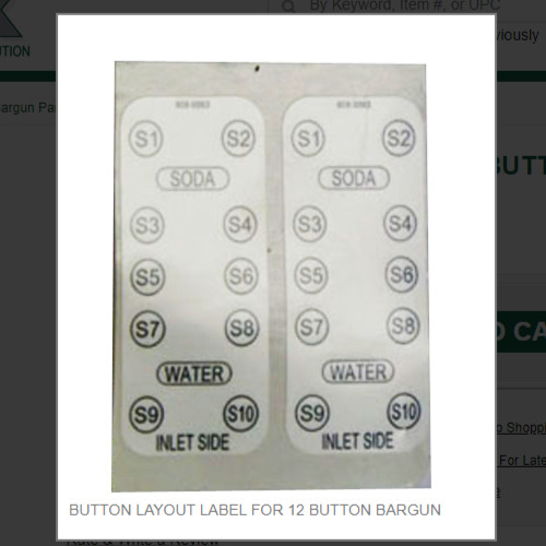 BUTTON LAYOUT LABEL FOR 12 BUTTON BARGUN # 808-0063-SP
