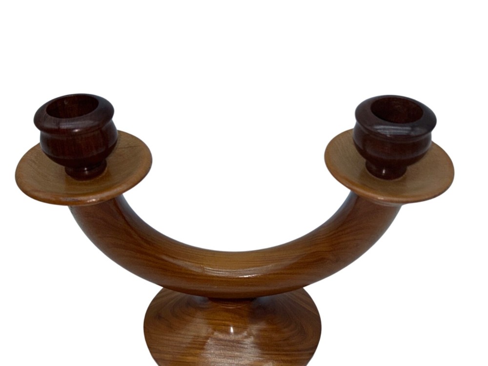 Wooden Candlelabra Two Arm