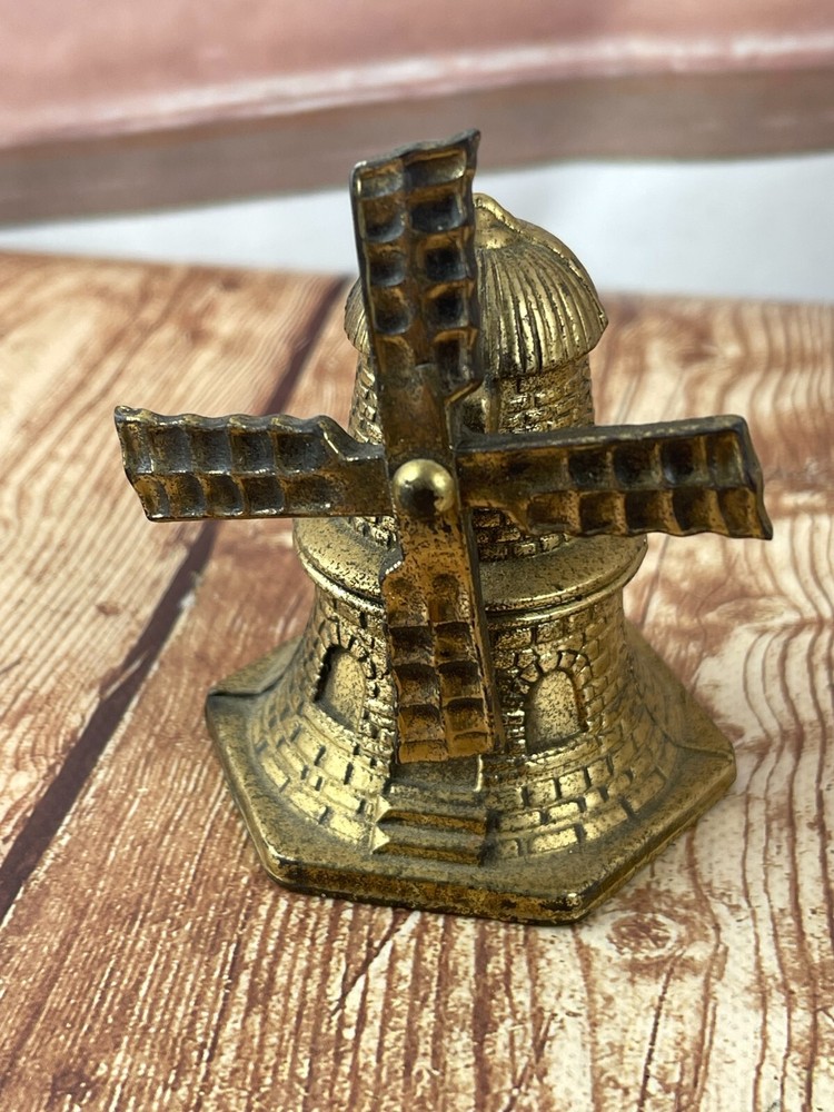 Vintage Solid Brass Dinner Bell Windmill