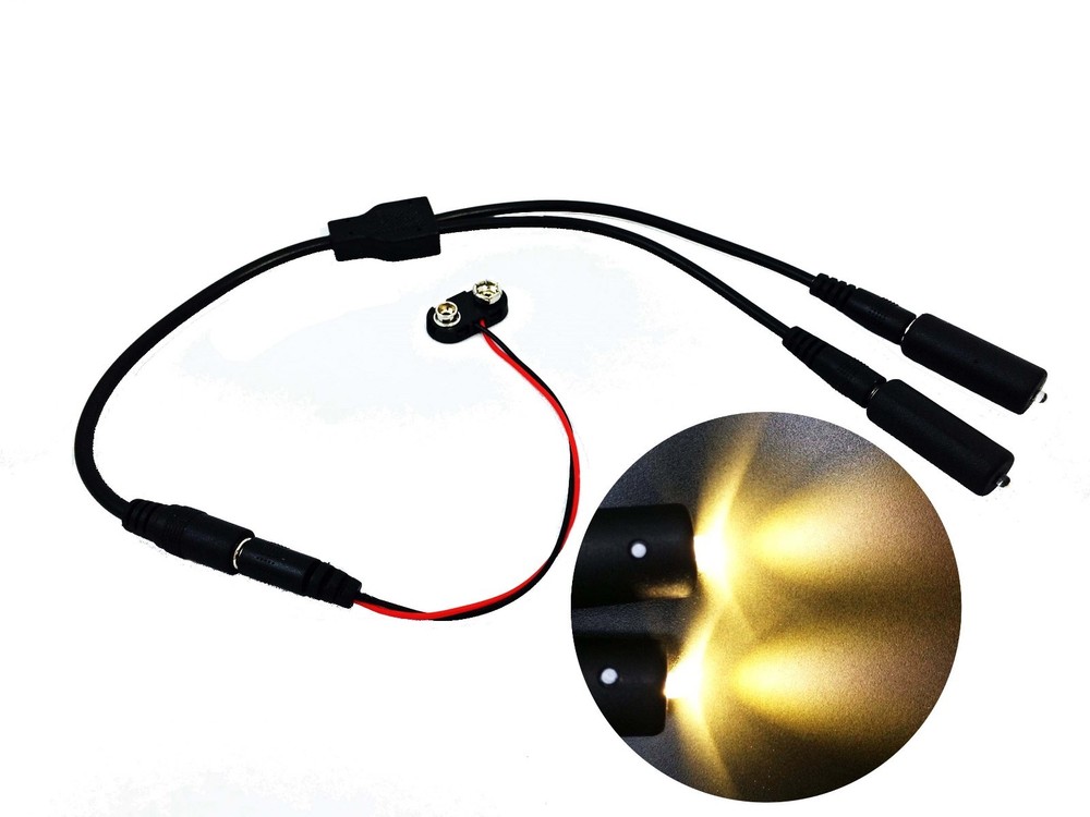 White LED 2X Micro Effects Light splitter cable 9V for prop scenery MELKIT2W