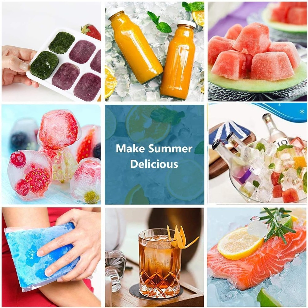 Multi-Purpose Silicone Ice Cube Trays - 4 Pack, Safe & Versatile for Drinks