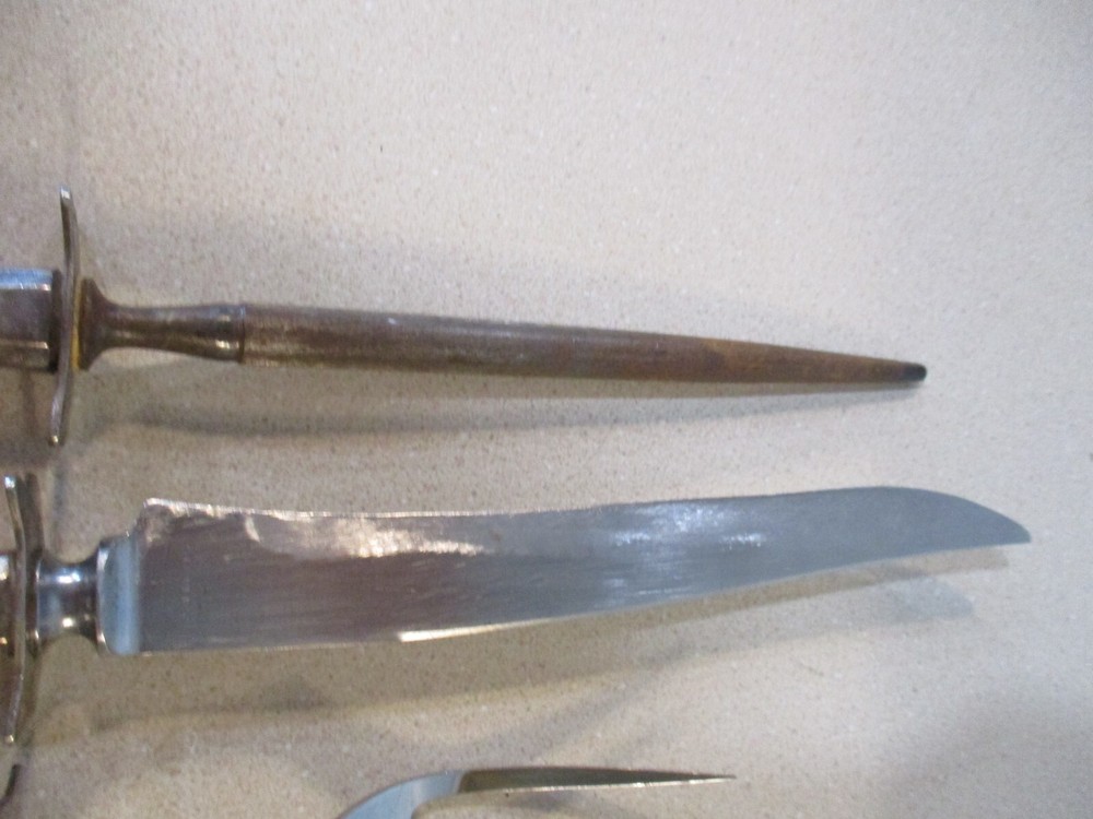 Antique knife & meat fork & sharpener carving set 3 piece