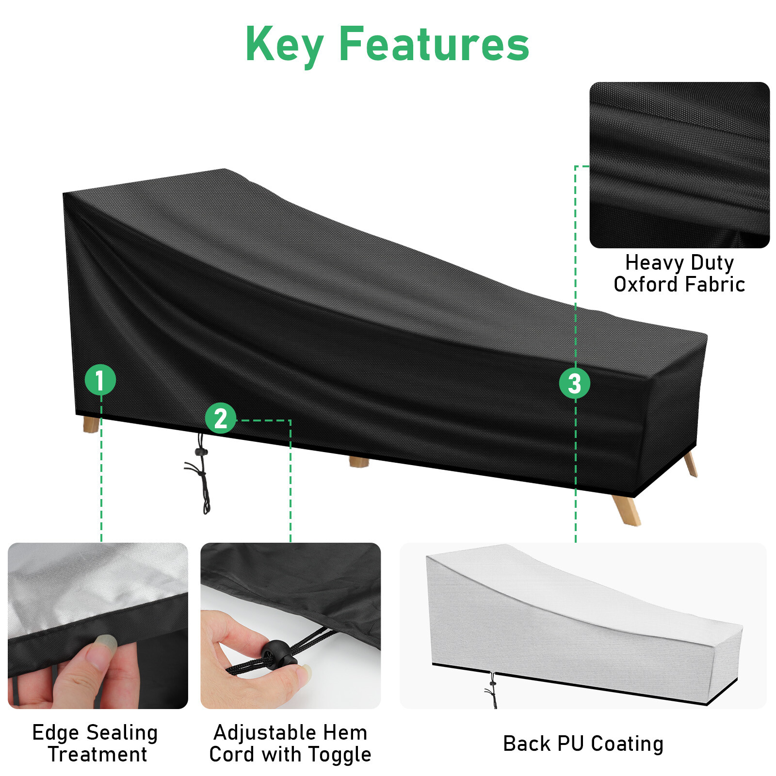 Waterproof Garden Patio Outdoor Furniture Chaise Lounge Chair Cover UV Resistant