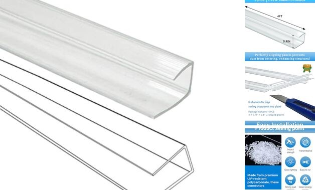 10 PCS Polycarbonate Greenhouse U Connector Profile 4ft Length Fits 0.32’’ &