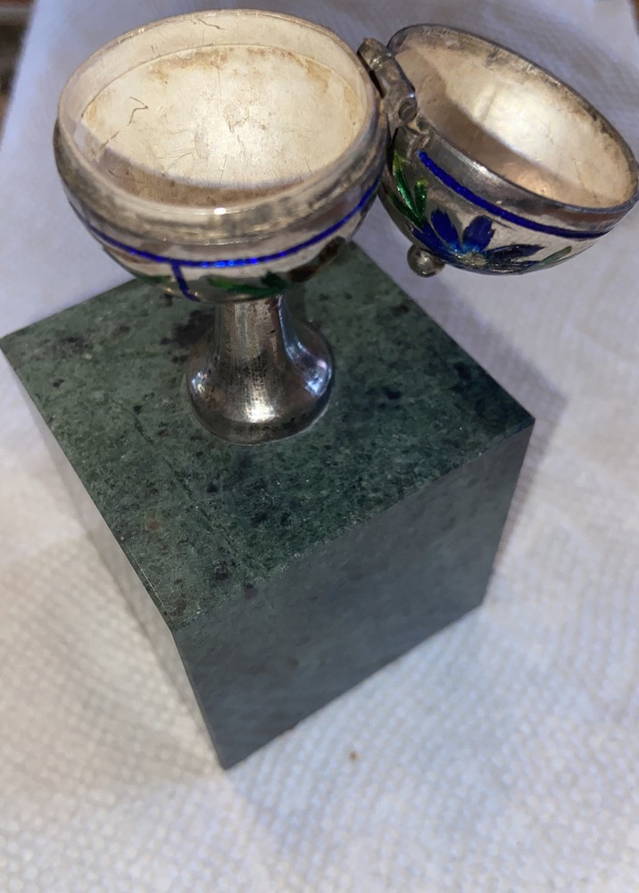 ENAMELED STERLING PEDESTAL CONTAINER / MONSTRANCE ? SAMPLE
